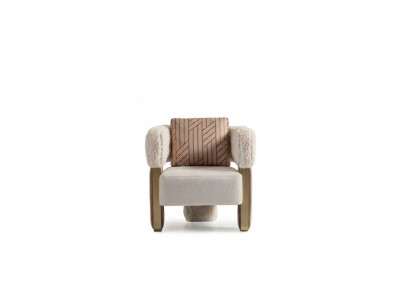 Armchair Single-Seater Club Chair White Fabric Seat Living Room Cocktail Chair