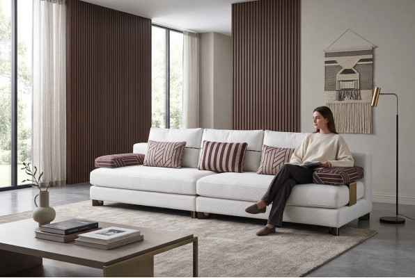 Sofa 4-seater fabric sofa Sofa 4-seater upholstered sofa white sofas modern
