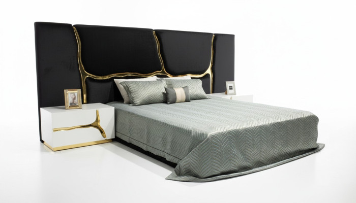 Bedroom set double bed luxury bed modern black nightstands