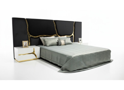 Bedroom set double bed luxury bed modern black nightstands