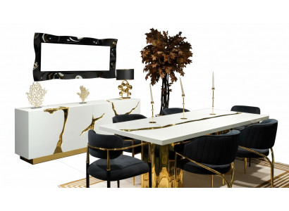 Dining room furniture dining set dining nook luxury dining table chairs white 9-piece wood