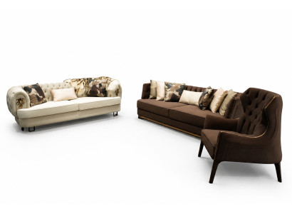 Three-seater sofa set armchair fabric sofa upholstered sofa brown set sofas