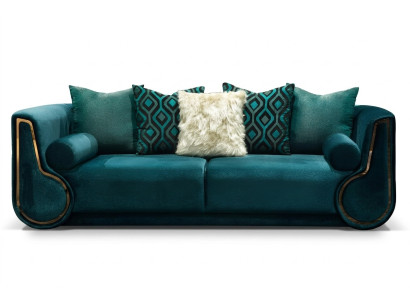 Three-seater fabric sofa, sofa, 3-seater upholstered sofa, modern design, green, new