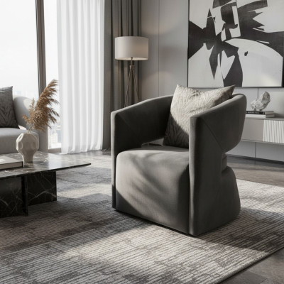 Armchair cocktail chair upholstery single-seater luxury club chair gray