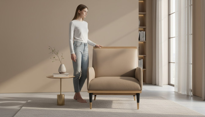 Single-Seater Armchair Luxury Club Chair Beige Faux Leather Living Room