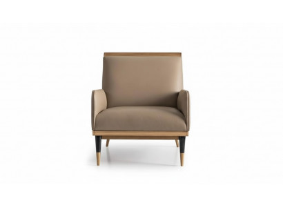 Single-Seater Armchair Luxury Club Chair Beige Faux Leather Living Room