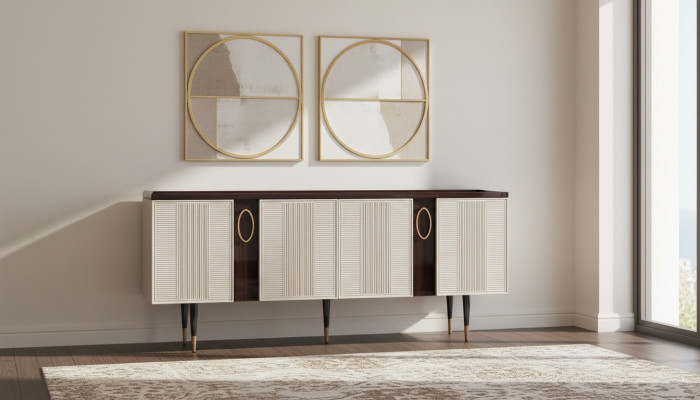 Sideboard cabinet dresser wood cupboard white design dining room furniture