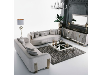 Complete sofa set three-seater fabric sofa set 8-piece living room large