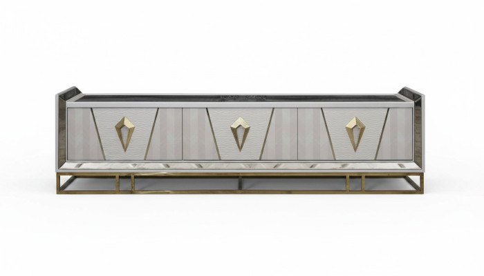 Sideboard RTV Lowboard TV Stand Wood Gray Living Room Table Modern