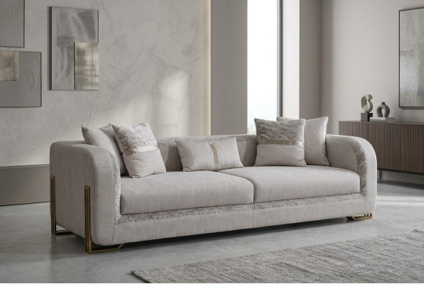Three-seater sofa 3-seater gray upholstered sofa fabric sofa modern sofas