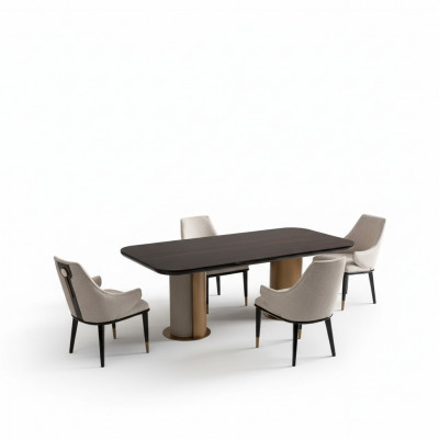 Luxury dining group, dining room, dining table, dining corner, chairs, beige wood set, 7-piece