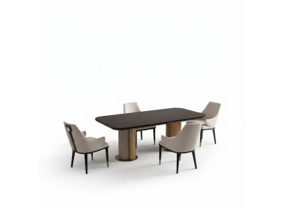 Luxury dining group, dining room, dining table, dining corner, chairs, beige wood set, 7-piece