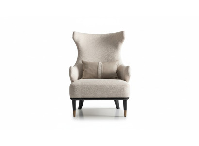 Luxurious Modern Wingback Chair Single-Seater Luxury Beige Fabric Modern Living Room