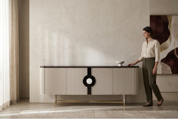 Sideboard Cabinet Wardrobe Dresser Wood Wooden Cabinet Beige Luxury Design