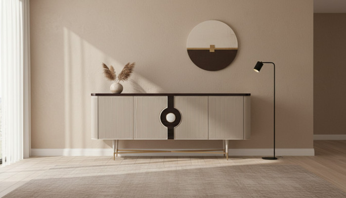 Sideboard Cabinet Wardrobe Dresser Wood Wooden Cabinet Beige Luxury Design
