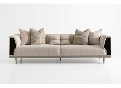 Luxury Three-Seater Sofa 3-Seater Beige Upholstered Sofa Fabric Sofa Modern Sofa