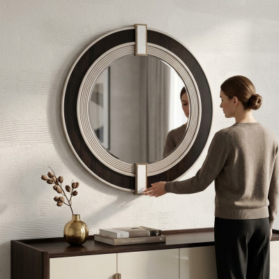 Mirror Wall Mirror Decorative Mirror Hallway Mirror Modern Black Round