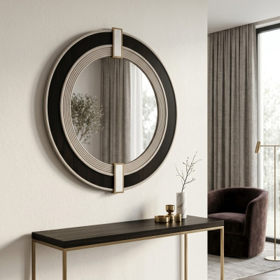Mirror Wall Mirror Decorative Mirror Hallway Mirror Modern Black Round