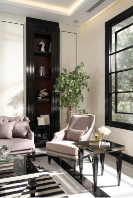 Set of armchair and side table, living room wingback chair, gray, modern, 2-piece
