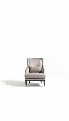 Set of armchair and side table, living room wingback chair, gray, modern, 2-piece