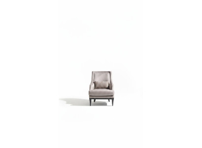 Set of armchair and side table, living room wingback chair, gray, modern, 2-piece