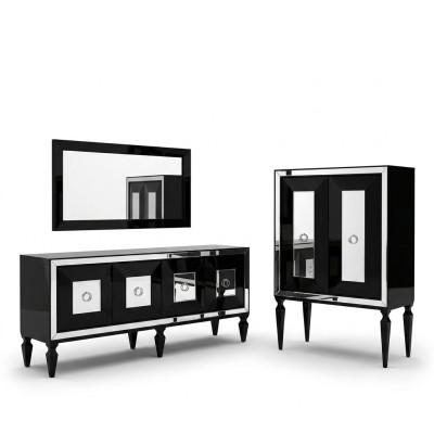 Complete Sideboard Mirror Bar Cabinet Black Wood Sideboard Cabinet