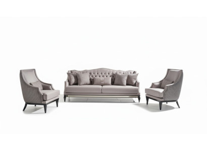 Sofa set Couch 3 Armchairs Fabric sofa Gray 3-piece Three-seater Upholstered sofa.