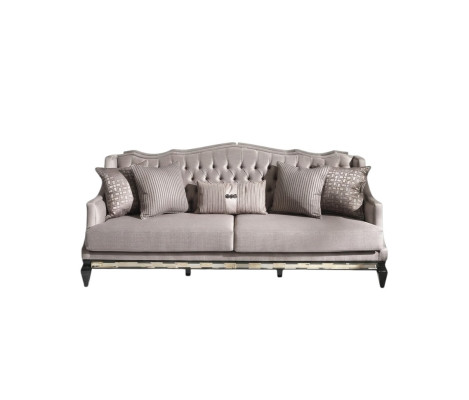 Chesterfield Sofa 3-Seater Fabric Sofa Gray Three-Seater Upholstered Sofa Fabric