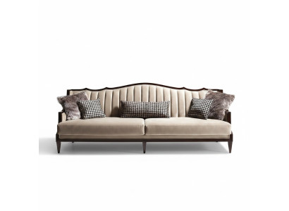 Fabric sofa, 4-seater sofa, gray upholstered sofa, four-seater, luxury wood design