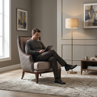 Four-Seater Sofa Set Armchair Fabric Sofa Gray Upholstery 4-Seater Set