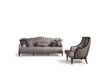 Four-Seater Sofa Set Armchair Fabric Sofa Gray Upholstery 4-Seater Set