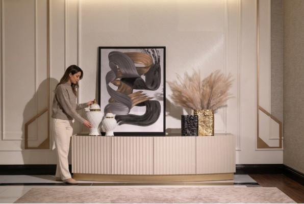 Sideboard cupboard cabinet wooden cabinet wood beige living room