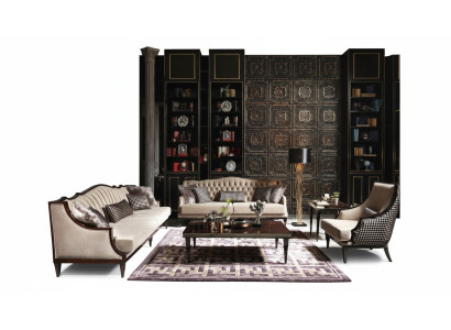 Four-seater sofa set, three-seater armchair, gray coffee tables, fabric sofa
