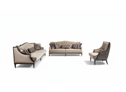 Four-seater sofa set three-seater armchair gray fabric sofa upholstered sofa