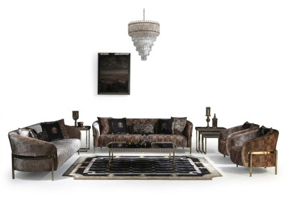 Living room sofa set three-seater armchair beige fabric sofa coffee table