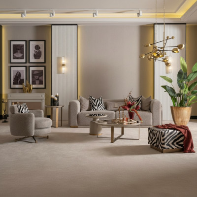 Four-seater sofa set armchair fabric sofa coffee tables gray set 6-piece