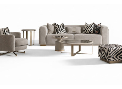 Four-seater sofa set armchair fabric sofa coffee tables gray set 6-piece