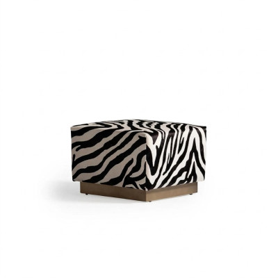 Ottoman Zebra Pattern Seat Cube Fabric Upholstery Living Room Seat