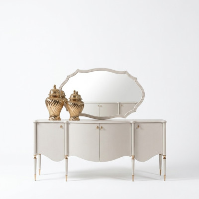 Sideboard group with mirror cabinet cupboard wood beige dresser set