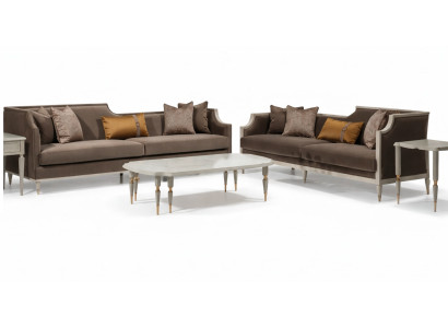 Four-seater sofa set 4 seat coffee table fabric sofa upholstered sofa brown