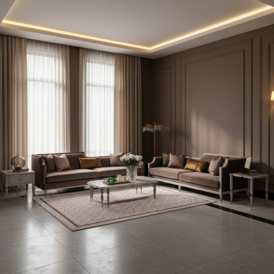 Four-seater sofa set 4 seat sofa fabric sofa upholstered sofa brown set