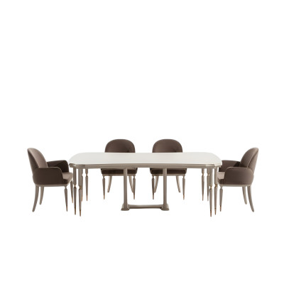 Dining group dining nook dining table chairs set 7-piece dining room beige wood design