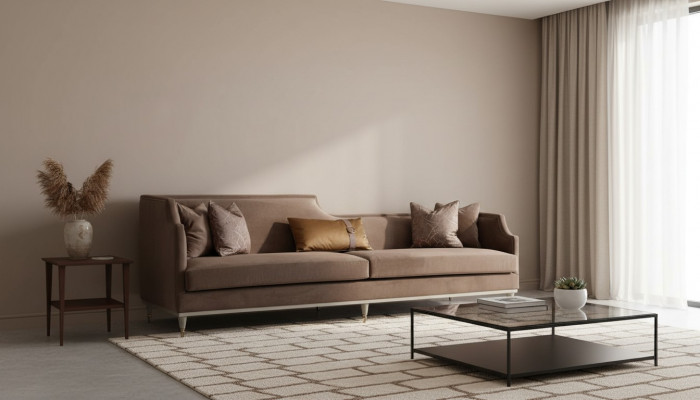Four-seater fabric sofa brown sofas living room upholstered sofa