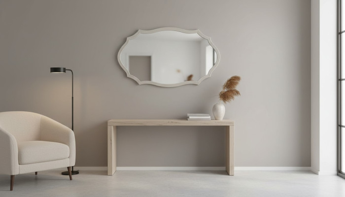 Wall mirror decorative luxury design living room beige 150x90 wood