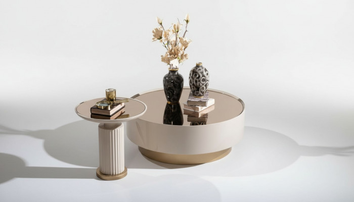 Complete coffee table side table sofa table beige luxury