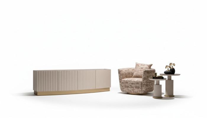 Living Room Complete Armchair Sideboard Coffee Table Set 4-piece Beige
