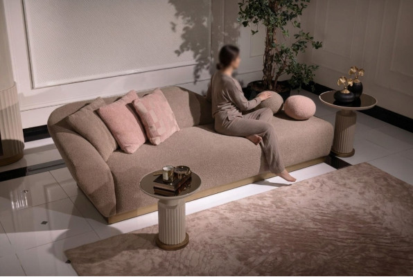 Chaise longue reclining chair armchair sofa beige modern upholstery fabric