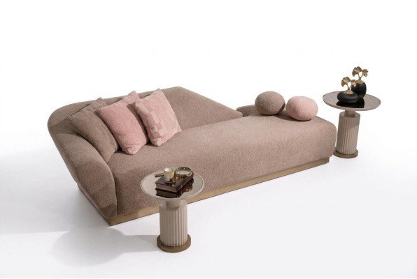 Chaise longue reclining chair armchair sofa beige modern upholstery fabric