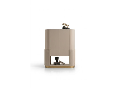 Bar cabinet, cabinet, wooden cabinet, wooden bar, beige, drinks, living room.