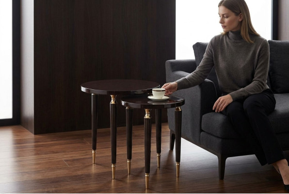 Group of side tables, coffee tables, set of tables 2-piece black
